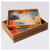 К-кт 2x Декоративен поднос 40x30/35x25 cm златист