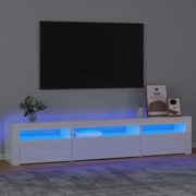 3152742 vidaXL ТВ шкаф с LED осветление, бял гланц, 195x35x40 см