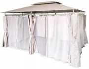 Стабилен градински павилион 3 x 4 м с мрежа против комари Бежово