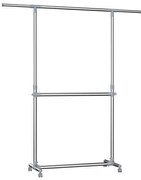 Мобилна стойка за дрехи LINEA, сребрист цвят