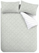 Бяло-зелено единично спално бельо от памук перкал 135x200 cm Scallop Floral – Bianca