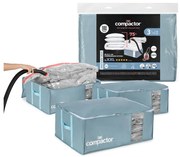 Вакуумни пластмасови кутии за съхранение на дрехи в комплект 3 бр. 65x45x27 cm Blue Edition – Compactor