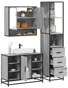 3301183 vidaXL Комплект мебели за баня от 3 части сив сонома инженерно дърво
