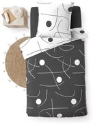 Бяло-тъмносиво единично спално бельо от микрофибър 140x200 cm Sonate – douceur d'intérieur