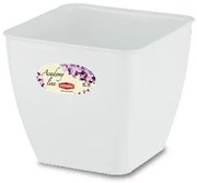 Stefanplast - Квадратна кашпа Academy Line 16 см - бяла