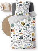 Бяло единично памучно детско спално бельо 140x200 cm Pti Bolide – douceur d'intérieur