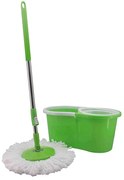 Въртящ се моп SAPIR SP 1120 BM1, 2 микрофибърни глави, Центрофуга, Стоманена дръжка, Зелен