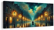 Картина на платно – Романтична улица с улични лампи