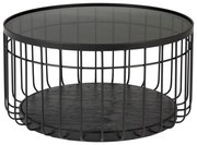 Черна масичка за кафе със стъклен плот, ø 60 cm Lance - White Label