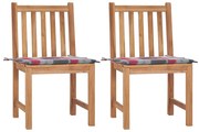 3062929 vidaXL Градински столове, 2 бр, с възглавници, тиково дърво масив