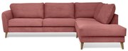 Розов ъглов диван от рипсено кадифе (десен ъгъл) Paris – Scandic