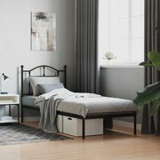 353430 vidaXL Метална рамка за легло с горна табла, черна, 80x200 см