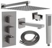 Mexen Cube DR02 вана-душ комплект за вграждане с душ пита 30 см, графит - 77503DR0230-66