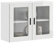 854089 vidaXL Кухненски стенен шкаф със стъклена врата Porto бял гланц