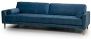 Четириместен диван Midcentury в тъмносиньо кадифе, 244/93/66 см