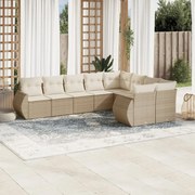 3254175 vidaXL Градински комплект диван с възглавници 9 части бежов полиратан