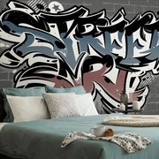 Тапет – С тухлена имитация и надпис Street Art