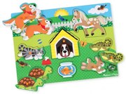 Melissa & Doug - Дървен пъзел с дръжки - Домашни животни