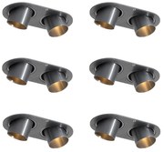 Комплект от 6 вградени спота Gunmetal GU10 35mm Накланящи се 2-Светлини - Installa