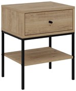 Нощно шкафче в дъбов декор с рафтове в естествен цвят Lisa - Marckeric