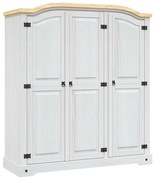 282622 vidaXL Гардероб, мексикански бор, стил Корона, 3 врати, бял