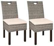 243639 vidaXL Трапезни столове, 2 броя, кубу ратан, мангова дървесина