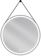 Mexen Reni осветено кръгло огледало за баня, 80 см, LED 6000K, без конденз, черна рамка - 9812-080-080-611-70