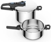Тенджера под налягане Tefal P2584301, 4/6 л, 2 режима за зеленчуци и месо, 5точкова система за безопасност, Трислойно дъно, Индукция, Хром