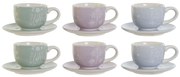 Комплект чаши за кафе части DKD Home Decor Син Бял Зелен Люляк Метал 180 ml