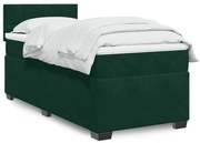 3286237 vidaXL Боксспринг легло с матрак, тъмнозелено, 100x200 см, кадифе