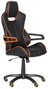 Геймърски стол Carmen 7513, До 130 кг, Еко кожа, Регулиране на люлеенето, Силиконови колелца, Черен/оранжев