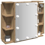 857004 vidaXL Огледален шкаф с LED, дъб артизан, 70x16,5x60 см