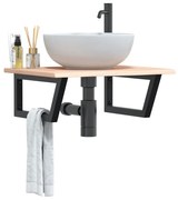 3302595 vidaXL Стенен рафт за мивка, стомана и масивно дърво дъб