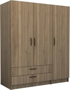 Шкаф с три врати от меламин в цвят орех 150x60x181см.