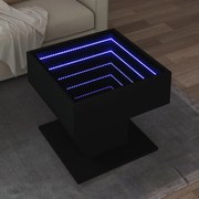 847526 vidaXL Маса за кафе с LED, черна, 50x50x45 см, инженерно дърво