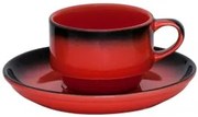 Gural Porselen - Marmaris Black/Red Чашка с чинийка 230ml. (NBNEO02CT631KMZS)