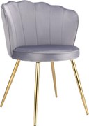 Кадифен стол за хранене FIORE във формата на раковина Сив