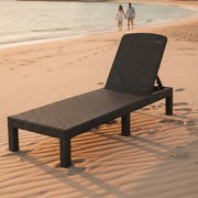 Сгъваем шезлонг за басейн и тераса PREMIUM - сив