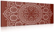 Картина на платно – Нежна етническа Мандала в бордо изпълнение
