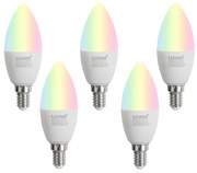 Комплект от 5 Smart E14 LED крушки C37 Opal RGBW 4.9W 470 lm 2700-6500K