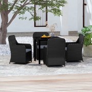 3099530 vidaXL Градински трапезен комплект от 5 части с възглавници черен