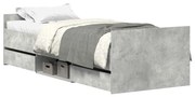 3203820 vidaXL Рамка за легло с горна и долна табла, бетонно сива, 75x190 см