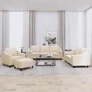 3201796 vidaXL Комплект дивани 4 части с възглавници кремав плат текстил