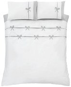 Бяло и сиво спално бельо , 135 x 200 cm Milo Bow - Catherine Lansfield
