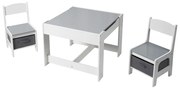 GINGER HOME К-кт дървена маса с 2 столчета 2в1 WHITE/GREY