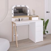 Avien TopMebel меламинова тоалетка с LED осветление в бял - дъб цвят 105x51.1x131cm.
