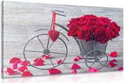 Картина на платно – Колело пълно с рози