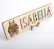 Дървен пъзел Хипопотам с ваше име