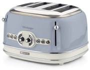 Тостер за хляб Ariete VINTAGE 0156/05, 1600W, 4 филии, 3 функции, 6 степени, Подвижна тава за трохи, Син