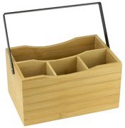 Horecano - Бамбукова стойка / органайзер с 4 разделения с дръжка 23x15xh12см (U310)